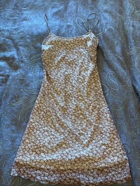 Nordstrom BP - Brown Mushroom Floral Slip Dress with White Print